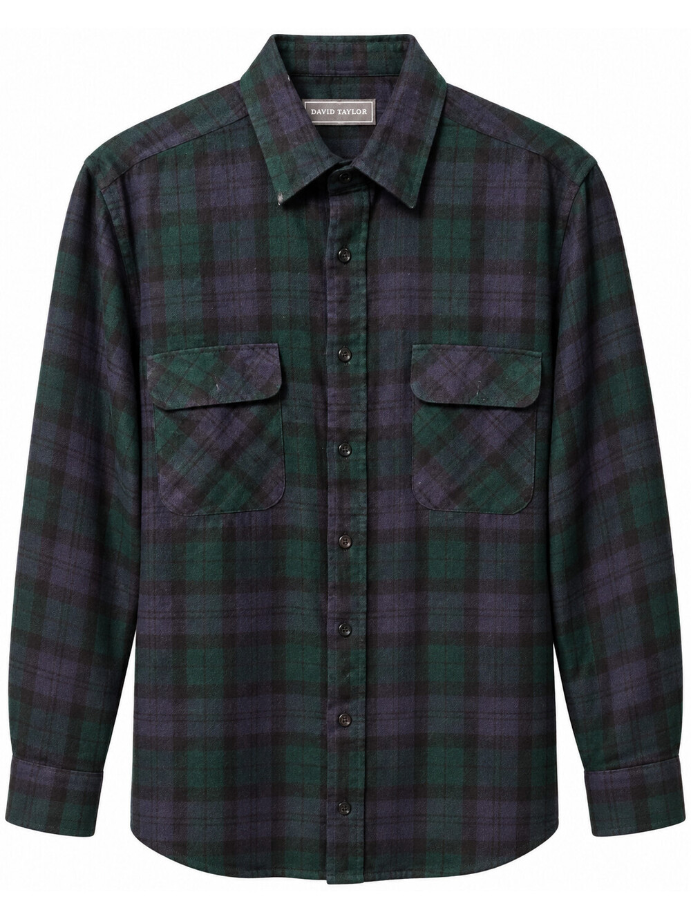 Vintage David Taylor Mens Flannel Shirt Medium M Black Watch Plaid Button Up